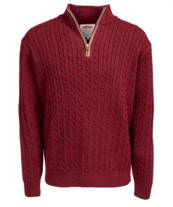 JONSSON FINE GAUGE CABLE KNIT 1/4 ZIP JERSEY