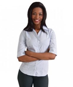 DONNA BLOUSE 3/4 - STRIPE 8- WHITE - END OF RANGE