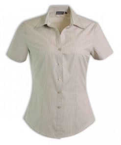 DONNA BLOUSE SHORT SLEEVE - STRIPE 5 - STONE - WHILE STOCKS LAST