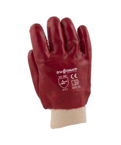 RED PVC HEAVY DUTY GLOVES ROUGH PALM
