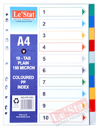 Index Divider PP 10-Tab Plain